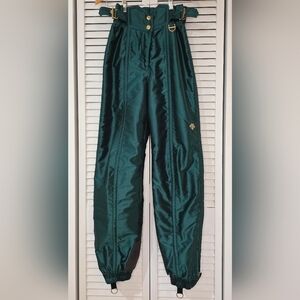 Descente Teal Ski Pants Golden Accents Size XS Weather Proof Perfect Condition